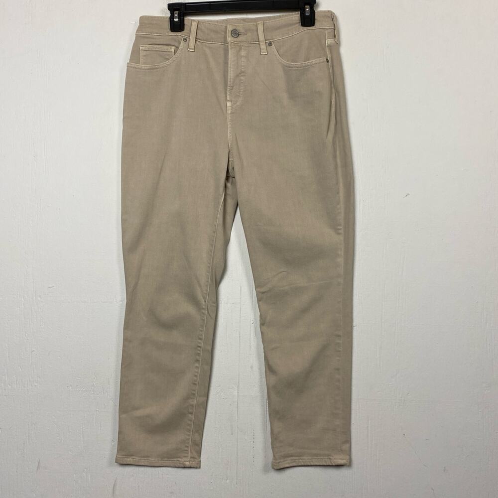 Chico's So Slimming Girlfriend Slim Leg Beige Crop Pants 8 Capsule Minimalist